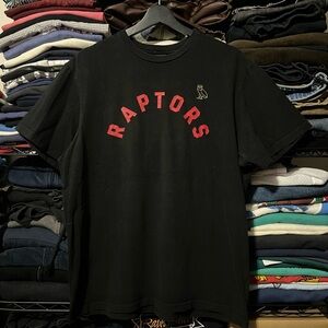 OVO Black Raptors Short Sleeve Tee with Red Lettering